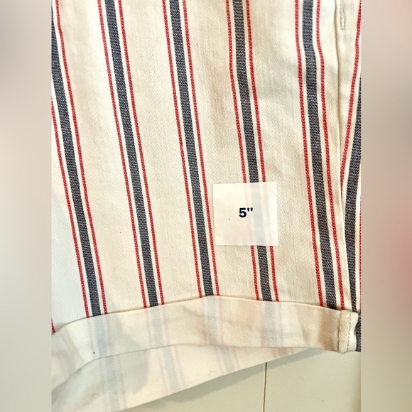 Old Navy | High Waist Button Fly Blue & Red Stripe Shorts Size 10 - Picture 3 of 7